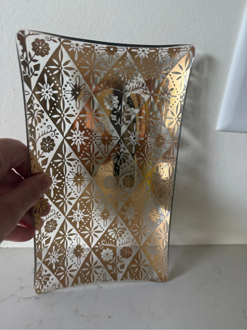 Stunning George Briard Mid Century Modern Iberia Gold Accented Trays- Set of 2